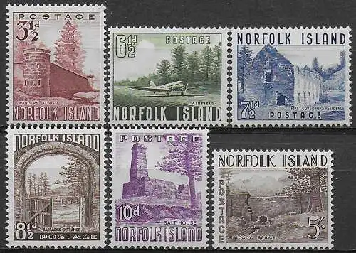 1953 Norfolk Island Landscapes 6v. MNH SG n. 13/18