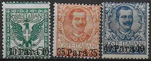 1902 Levante Uffici Albania 3v. mc MNH Sassone n. 4/6