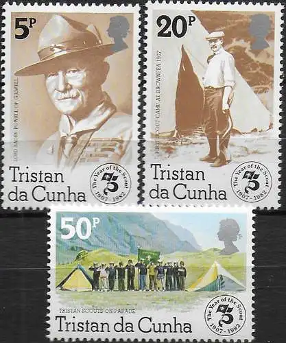 1982 Tristan da Cunha 75th Scouts 3v. MNH YeT n. 314/16