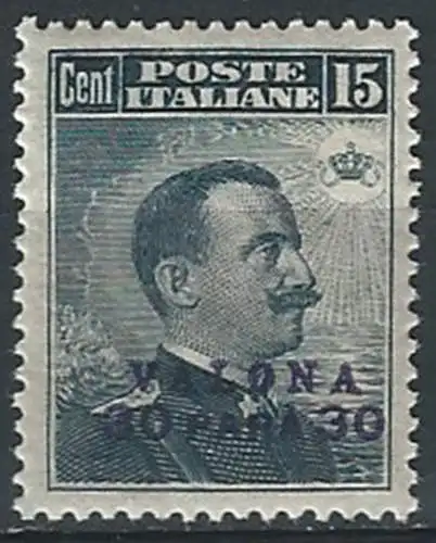 1916 Italia Levante Valona 30pa su 15c. bc MNH Sassone n. 9