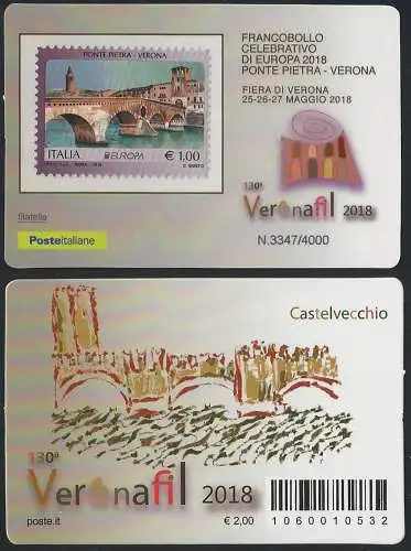 2018 Italia tessera filatelica Veronafil Cat. Unif n. 62