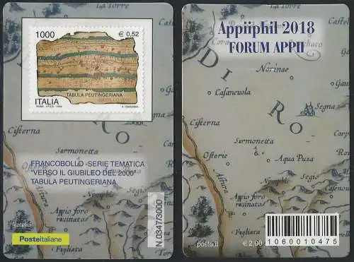 2018 Italia tessera filatelica Appiiphil Cat. Unif n. 61