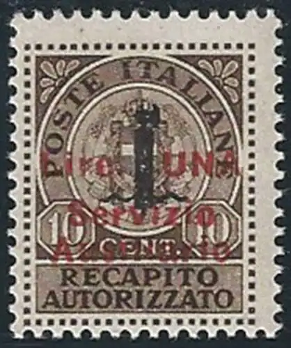 1945 Guidizzolo Lire 1 su 10c. bruno fascio MNH Sassone n. 2