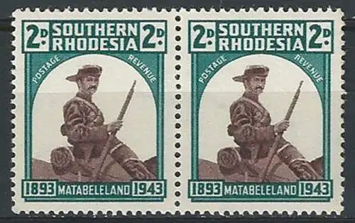 1943 Southern Rhodesia 1pair MNH SG. n. 61a+61