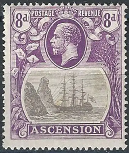 1924 Ascension 8d. cleft rock 1v. MNH SG n. 17c