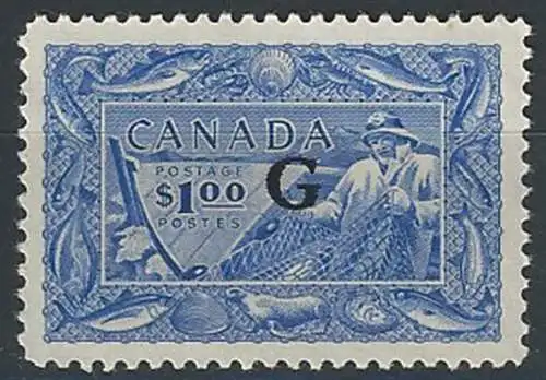 1951 Canada $1 fisherman overprinted "G" MNH SG n. O192