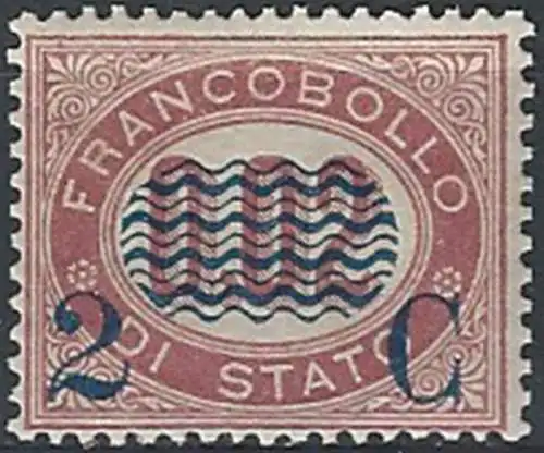 1878 Italia VE II 2C. su 0,02c. lacca Servizio MNH Sassone n. 29