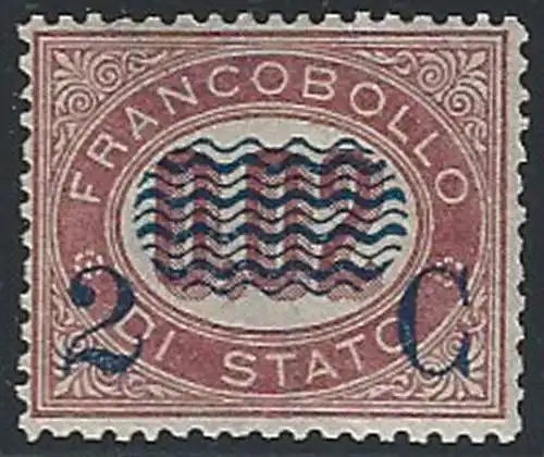 1878 Italia VE II 2C. su 0,02c. scuro Servizio MNH Sassone n. 29a