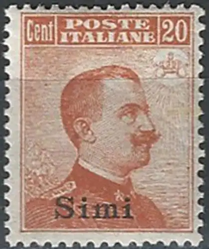 1917 Egeo Simi 20c. arancio MNH Sassone n. 9