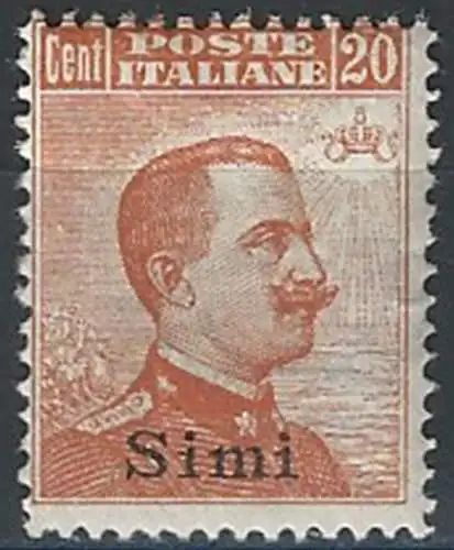 1921-22 Egeo Simi 20c. arancio mc. MNH Sassone n. 11