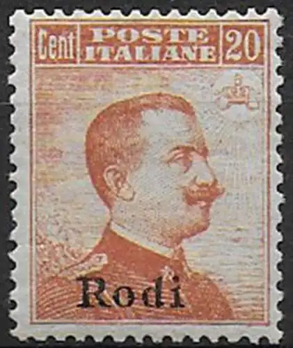 1917 Egeo Rodi 20c. arancio MNH Sassone n. 10