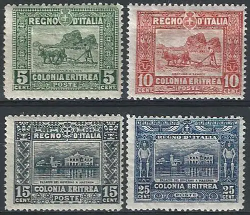 1910-14 Eritrea soggetti africani mc MNH Sassone n. 34/37