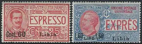 1922 Libia Espressi 2v. sopr. MNH Sassone n. 5/6