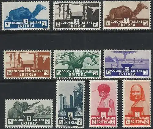 1933 Eritrea African subjects 10v. MNH Sassone n. 203/12