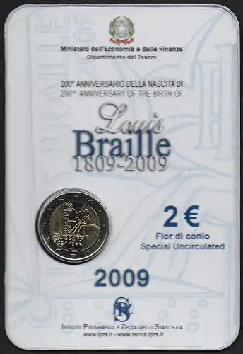 2009 Italia euro 2,00 Louis Braille FDC-BU