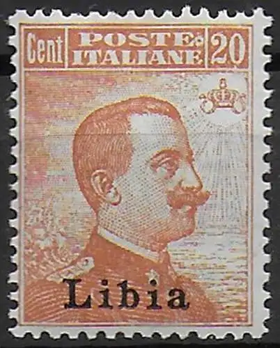 1918 Libia VE III 20c. arancio bc. MNH Sassone n. 20