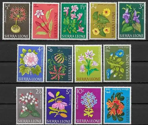 1963 Sierra Leone flowers 13v. MNH SG. n. 242/54