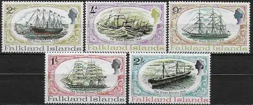 1970 Falkland Islands SS Great Britain 5v. MNH SG n. 258/62