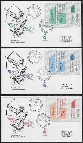 1997 Italia Postacelere on cover LDC Unificato n. 1/3