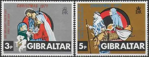 1971 Gibraltar Christmas 2v. MNH SG. n. 295/96