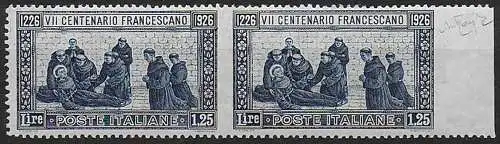 1926 Italia San Francesco Lire 1,25 varietà MNH Sassone n. 196k