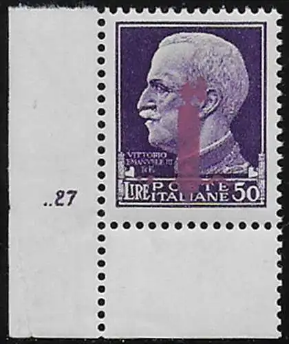 1944 Repubblica Sociale Lire 50 Firenze af varietà MNH Sassone n. 500a