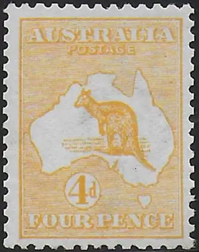 1913 Australia Kamgaroo 4d. orange yellow MNH SG n. 6a