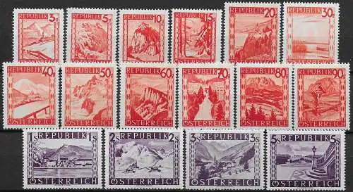 1947-48 Austria vedute 16v. MNH Unif. 697/711