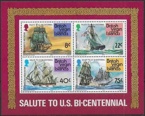 1976 British Virgin Islands American Revolution MS MNH SG n. MS359