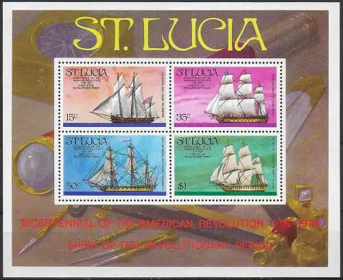 1976 St Lucia American Revolution MS MNH SG n. MS 414