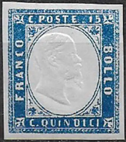 1863 Italia VE II 15c. azzurro chiaro NP MNH Sassone n. 11a