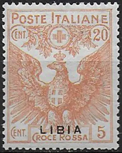 1916 Libia Croce Rossa 1v. variety MNH Sassone n. 16c