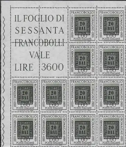 1959 Italia Romagne Lire 60 varietà oliva spostato angolare 12v.