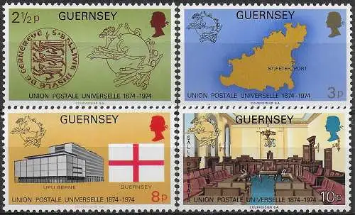 1974 Guernsey UPU 4v. MNH SG. n.114/117