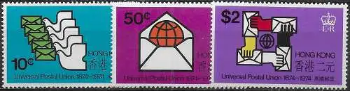 1974 Hong Kong UPU 3v. MNH SG. n. 308/10