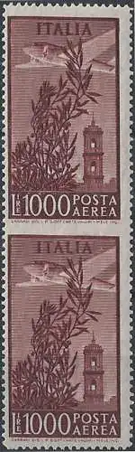 1952 Italia airmail Lire 1000 variety MNH Sassone n. 145Ac