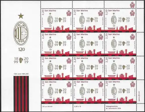 2019 San Marino 120 Milan foundation MS MNH Unificato n. 2644