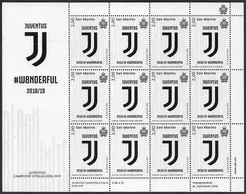 2019 San Marino Juventus campione MS MNH Unificato n. 2643