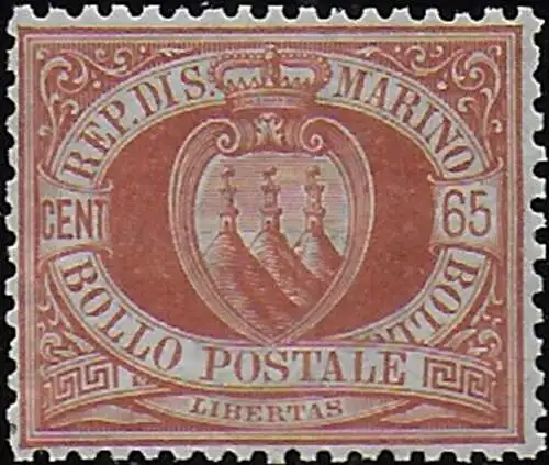 1894 San Marino coat of arms 65c. bc MNH Sassone n. 19