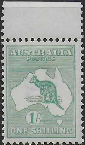 1916 Australia Kamgaroo 1s. blue-green MNH SG n. 40