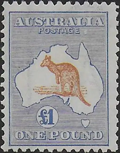 1919 Australia Kamgaroo £1 bistre-brown bright blue MNH SG n. 44b