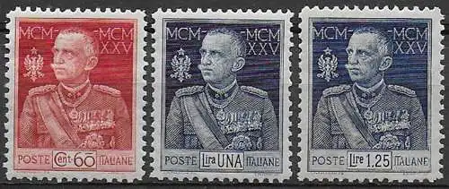 1925-26 Italia Giubileo 3v. perf. 11 bc MNH Sassone n. 189/91