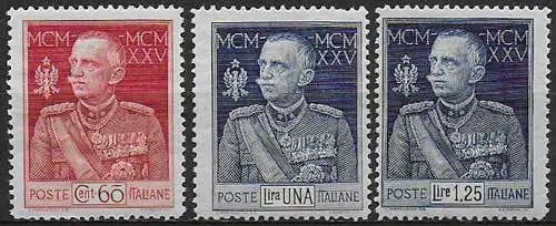 1925-26 Italia Giubileo 3v. mc MNH Sassone n. 186/88