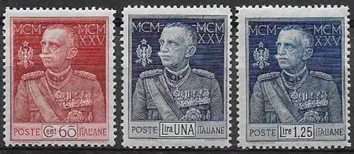 1925-26 Italia Giubileo 3v. MNH Sassone n. 186/88