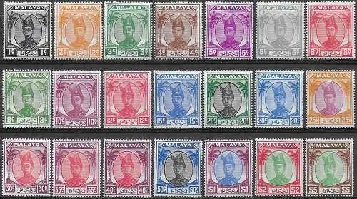 1949-55 Trengganu Malaysian States Sultan Ismail 21v. MNH SG. n. 67/87