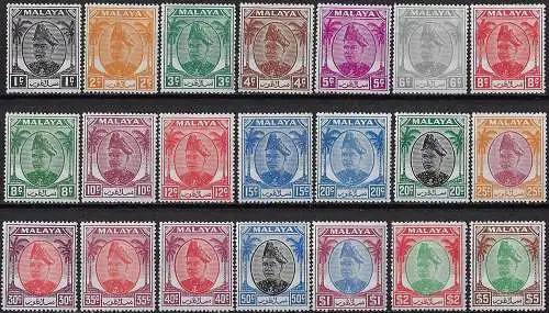 1949-55 Selangor Sultan Hisamud-din Alam Shah 21v. MNH SG n. 90/110