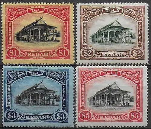 1921-26 Kedah Council Chamber Alor Star 4v. MNH SG n. 37w+38/40