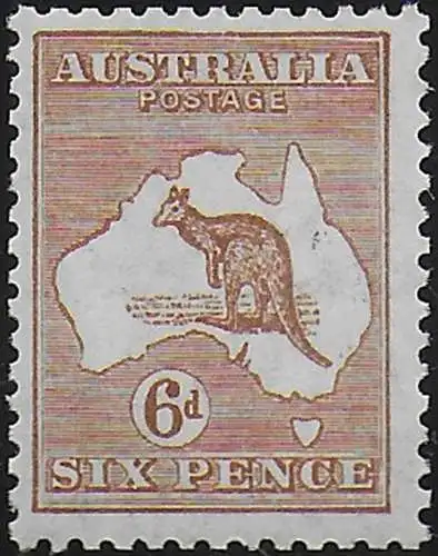 1929 Australia Kamgaroo 6d. chestnut MNH SG n. 107