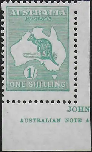 1929 Australia Kamgaroo 1s. blue-green af MNH SG n. 109