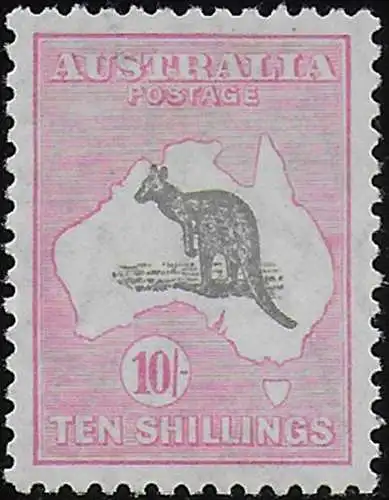 1932 Australia Kamgaroo 10s. grey and pink MNH SG n. 136